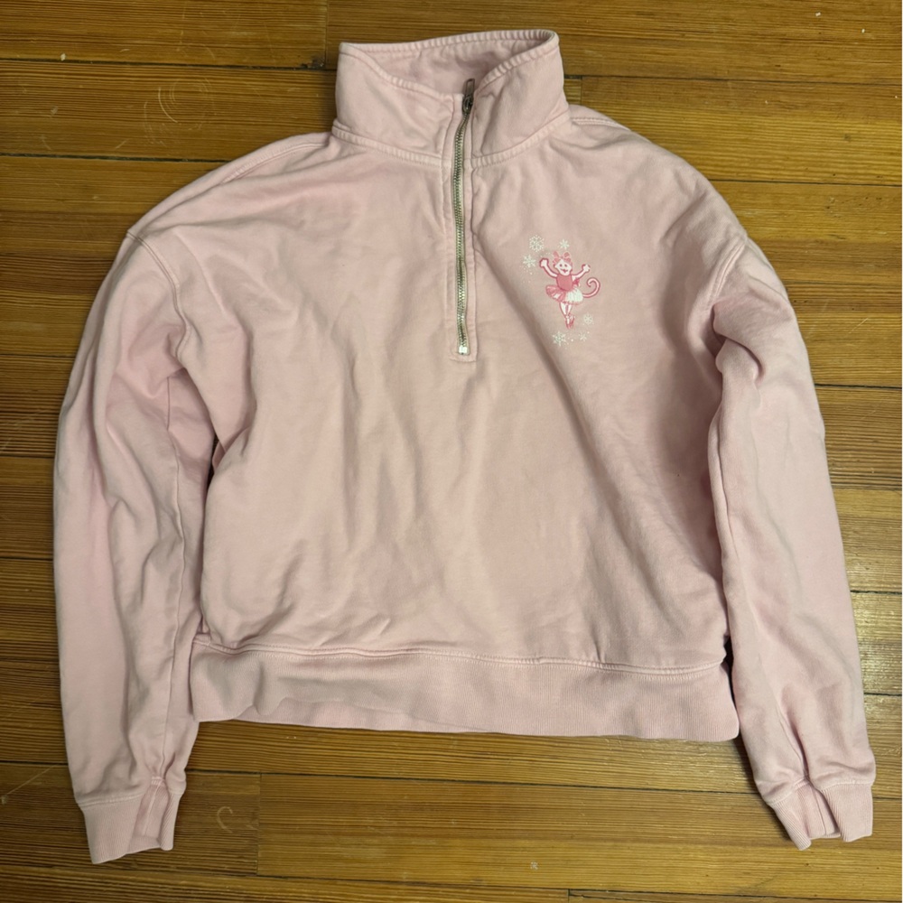 LoveShackFancy x Roller Rabbit Sugarplum Lattice Half Zip Sweatshirt Size S - Picture 4 of 5
